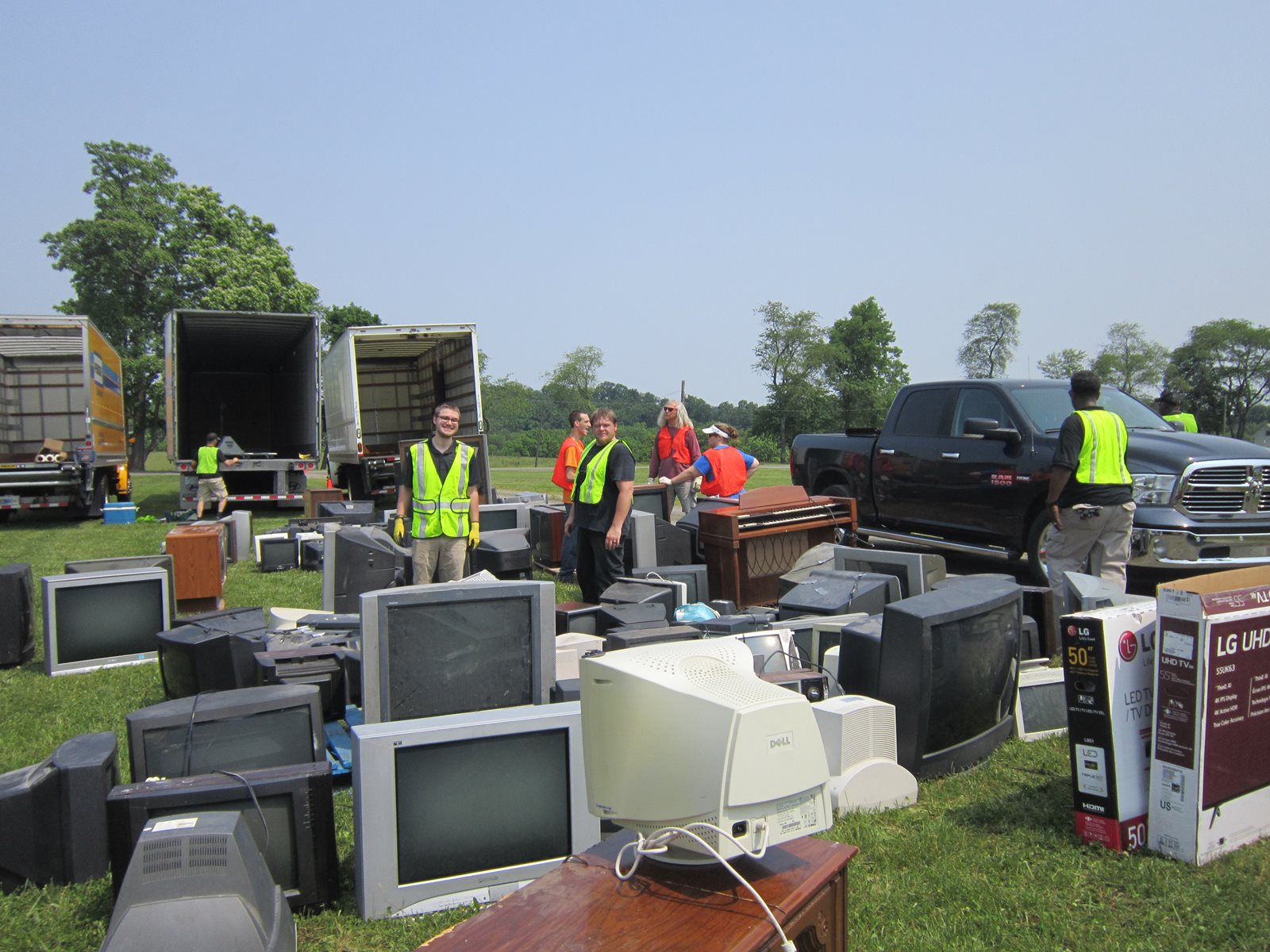 Image of old tvs and more for recycling